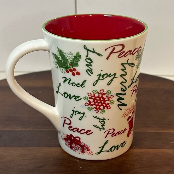 Starbucks Holiday 2007 Christmas Mug Red Joy, Peace, Noel Script 12 oz Ceramic - Picture 2 of 4